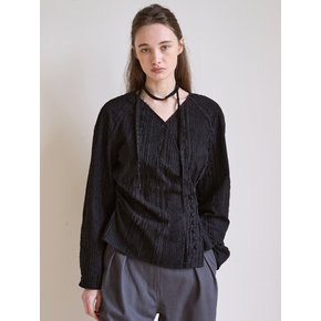 Bella Cotton Wrap Blouse (Black)