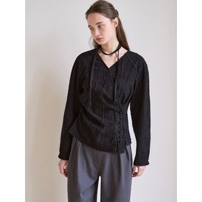 Bella Cotton Wrap Blouse (Black)