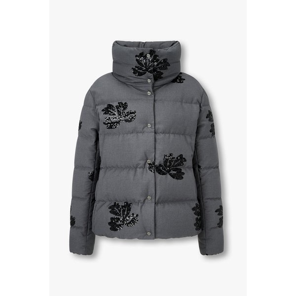 여성 플로럴 시퀸 하이넥 다운 패딩 자켓 4625301540000