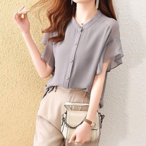 레츠미 프릴 소매 반팔 블라우스