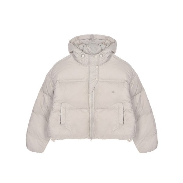 HOODED COZY SHORT PUFFER PADDING_LIGHT GRAY