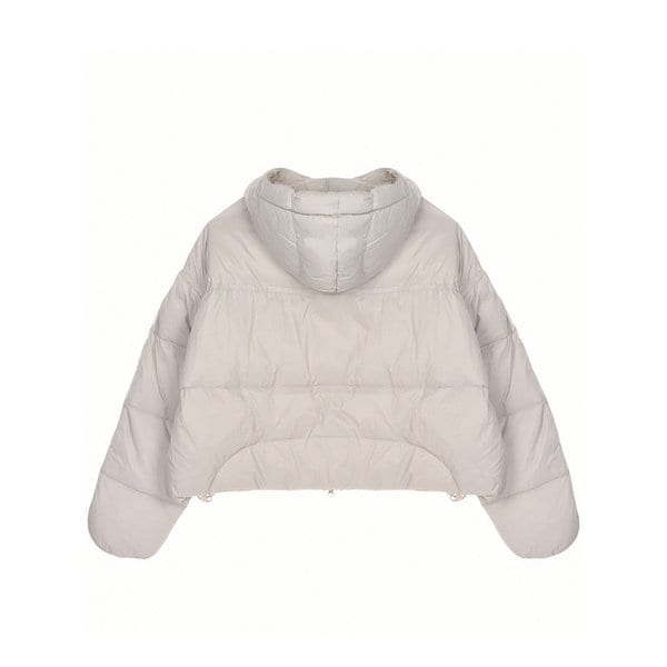 HOODED COZY SHORT PUFFER PADDING_LIGHT GRAY