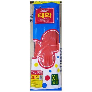 제이큐 음식점 주방 태화 고무 장갑 빨간 특대 X2