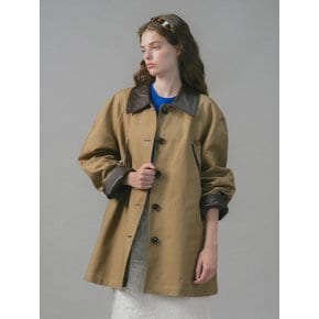 U Manon Leather Half Coat_Khaki Beige