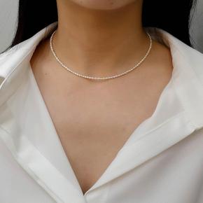 925Silver 담수 진주 비드 쵸크 목걸이 OPHEN1251 (S6113495)