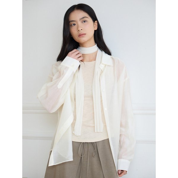 오버핏 시어 셔츠 [아이보리]