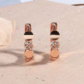 14K 18K 큐빅 원터치 귀걸이 원형 링 여자 친구 와이프 선물 버블리