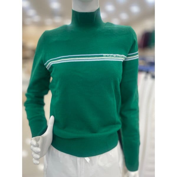 [여주점] 여성 배색포인트 하이넥 방풍 스웨터 GO422LKPO1  GREEN