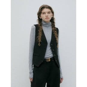 WOOL BLENDED CLASSIC VEST / BLACK