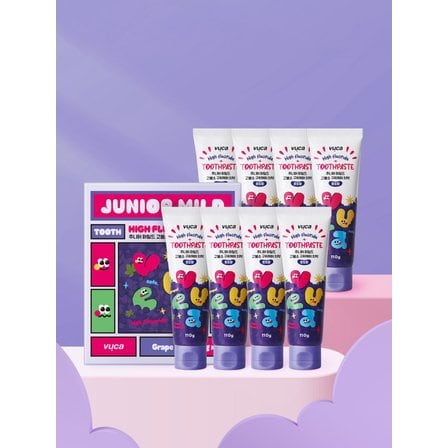 뷰카 주니어 마일드 고불소 구취케어 치약 포도향 110g 8개입