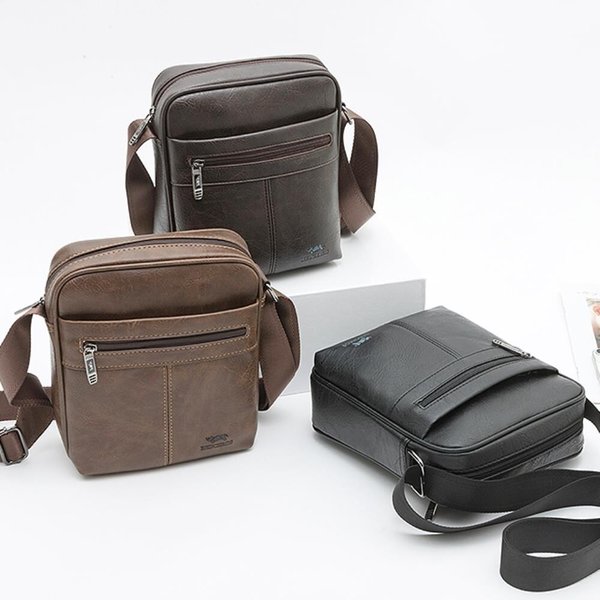 [옷자락] 남성 오피스 가죽 무지 미니사각 출근 크로스백