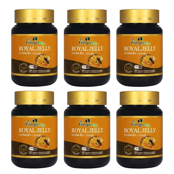 뉴질랜드 Evergreen 에버그린 로얄 젤리 10HDA 6% 30mg 300캡슐 6팩