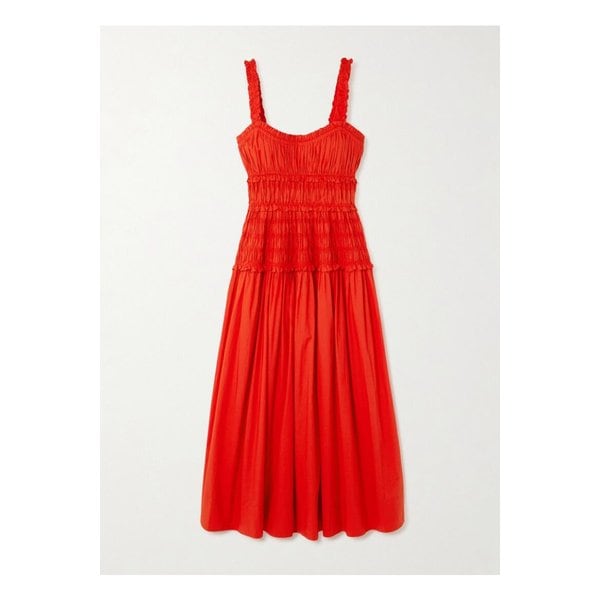 도엔 마리안 셔링 코튼 포플린 미디 드레스 레드 1647597357418176