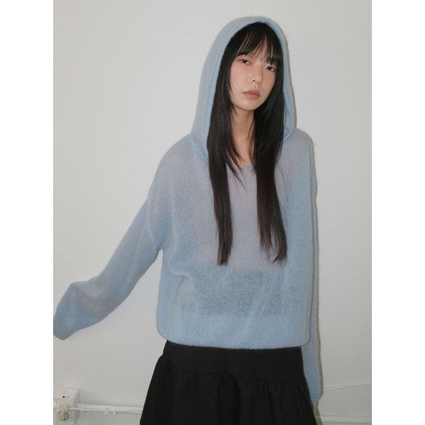 See-through Hood Knit_SKY BLUE