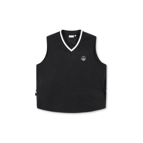 (W) V-neck Mid length Woven Vest   G5VAM26201BKX