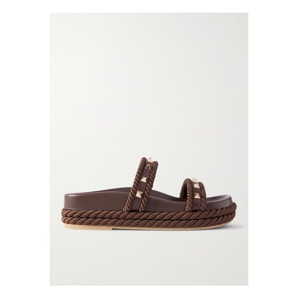 락스터드 로프 트리밍 스터드 가죽 플랫폼 슬라이더 초콜릿 1647597350076487