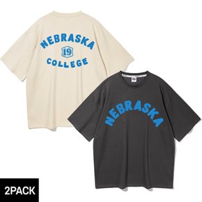 [2PACK] 앨빈클로 COLLEGE NEBRASKA 오버핏 반팔티 2종 패키지