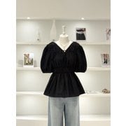 [여주점] 여성 허리 셔링 포인트 블라우스 (L262PSC075)