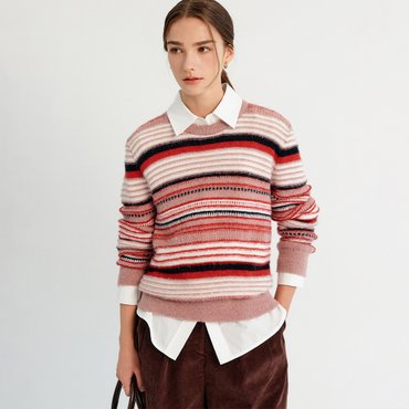 룩캐스트 셀리나 멀티 스트라이프 니트_레드 / CELINA MULTI STRIPE KNIT_RED