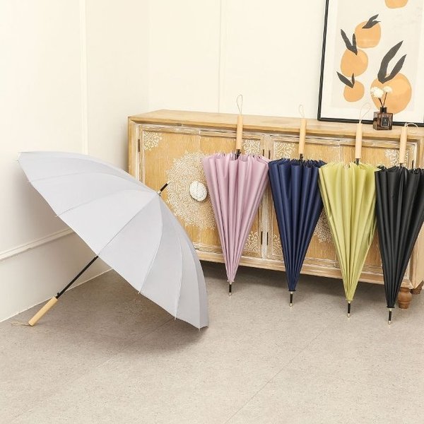 16k 장우산 우드손잡이 우산 튼튼한 파스텔 예쁜 고급 (WFJKW1B)