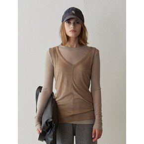 LAYERD ROUND NECK T (HAZELNUT&GREY)