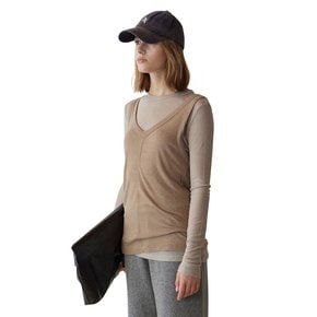 LAYERD ROUND NECK T (HAZELNUT&GREY)