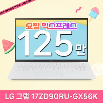 LG [최종 127만] LG전자 2023 그램17 17ZD90RU-GX56K