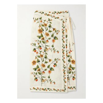 아구아벤디타 루나 플로럴 프린트 리넨 미디 랩 파레오 멀티컬러 46376663162984631