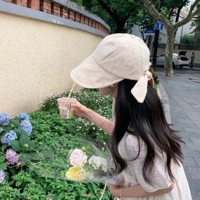 앙상블 백 리본 면 챙 모자 여름 자외선 사파리 캡 봄 여성 여자