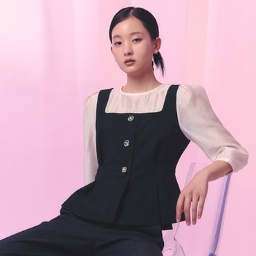 케네스레이디 크리오 쉬어 레이어드 블라우스 ENBLPE6000