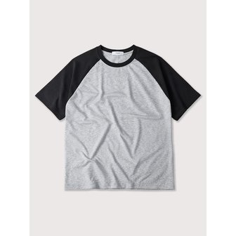 폴리그램 오버핏 레글런 반팔 티셔츠 - Black/Gray