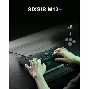 SIXSIR M12+ - 12 크리스탈 - RGB 레버리스 아케이드 스틱 게임 콘솔: 크고 슬림한 알루미늄