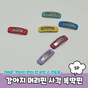 반려동물용품 강아지 머리핀 사각 똑딱핀 5P 애완용품