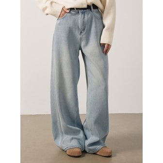 어바니아 시드니 사이드 절개 기모 연청 데님 UBNA_P0001