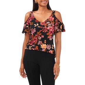 4626228 Chaus Floral Print Cold Shoulder Top