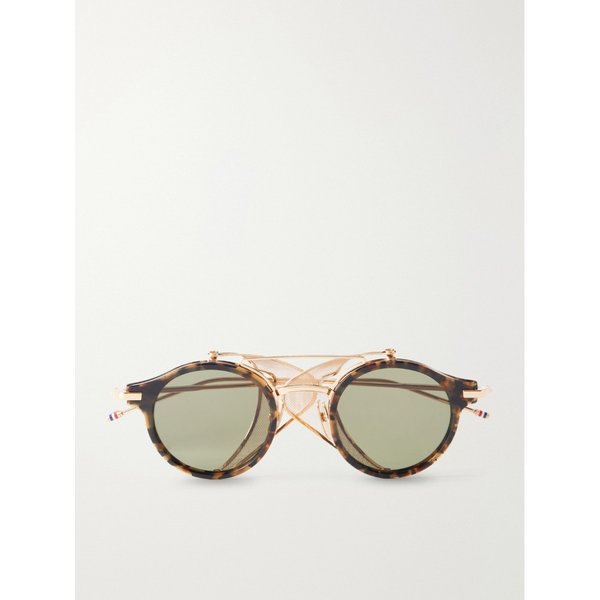 라운드 골드톤 티타늄 톨토이즈쉘 선글라스 46376663163121211