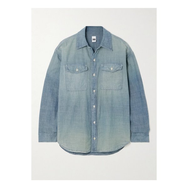 넷 서스테인  파멜라 앤더슨 오버사이즈  코튼 샴브레이 셔츠 미드 데님 1647597332167874