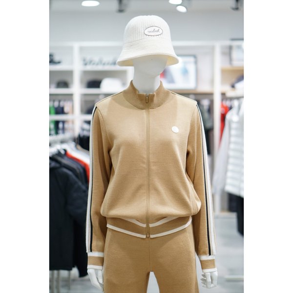 [여주점] 골프웨어 여성 골프 하프넥 니트 라인배색 셋업 상의 집업 SN910