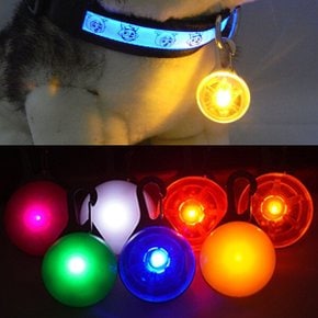 원형 방울 강아지 LED 목걸이 야광 팬던트 인식표 라이트 야간 불빛 밤 안전 산책 목줄 등 팬던트