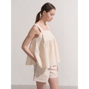 Sleeveless Shirring Top Cream