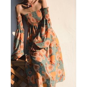 Forest open shoulder dress