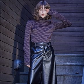 [와이제이] CHAIN JERSEY TURTLE NECK TOP_WINE