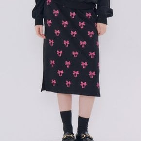 / MET ribbon printing skirt black