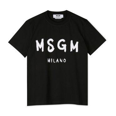 MSGM 여성 브러쉬드 로고 블랙 반팔티 2000MDM510 200002 99