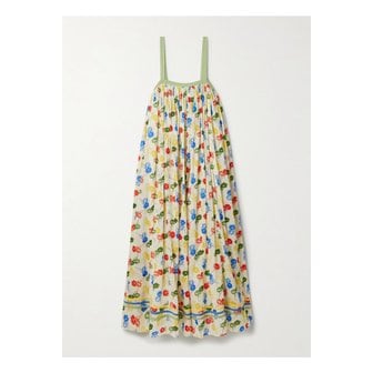 BODE 보디 개더 플로럴 프린트 코튼 보일 맥시 드레스 멀티컬러 1647597351291751