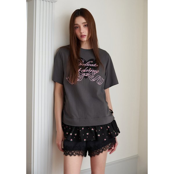 [시흥점] 여성 밑단 배색 러플 반팔 티셔츠 (ES2OTH52)