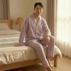 /옷자락 남자 편안한 스트라이프 파자마 세트