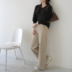 테너 빅사이즈 키작녀 여성 간절기 와이드 팬츠 가을 코튼 스판 슬랙스 면바지 일자 통바지