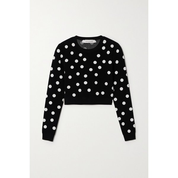 캐롤리나 헤레라 크롭 폴카 도트 스트레치 니트 탑 1647597325642216