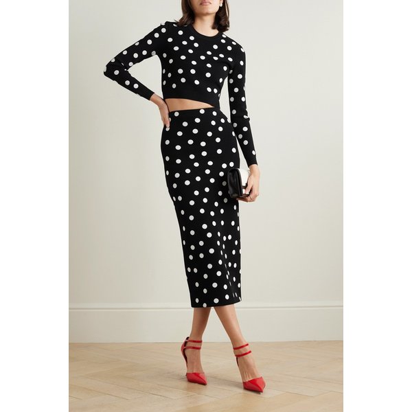 캐롤리나 헤레라 크롭 폴카 도트 스트레치 니트 탑 1647597325642216